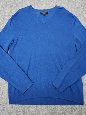 Banana Republic Premium Luxe Yarn Cashmere Blend Sweater Men's L Blue V Neck